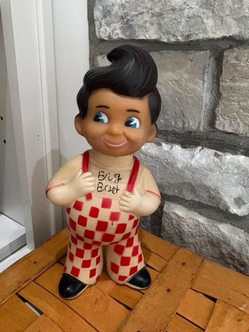 Big Boy Red Check Figurine - Vintage Bank